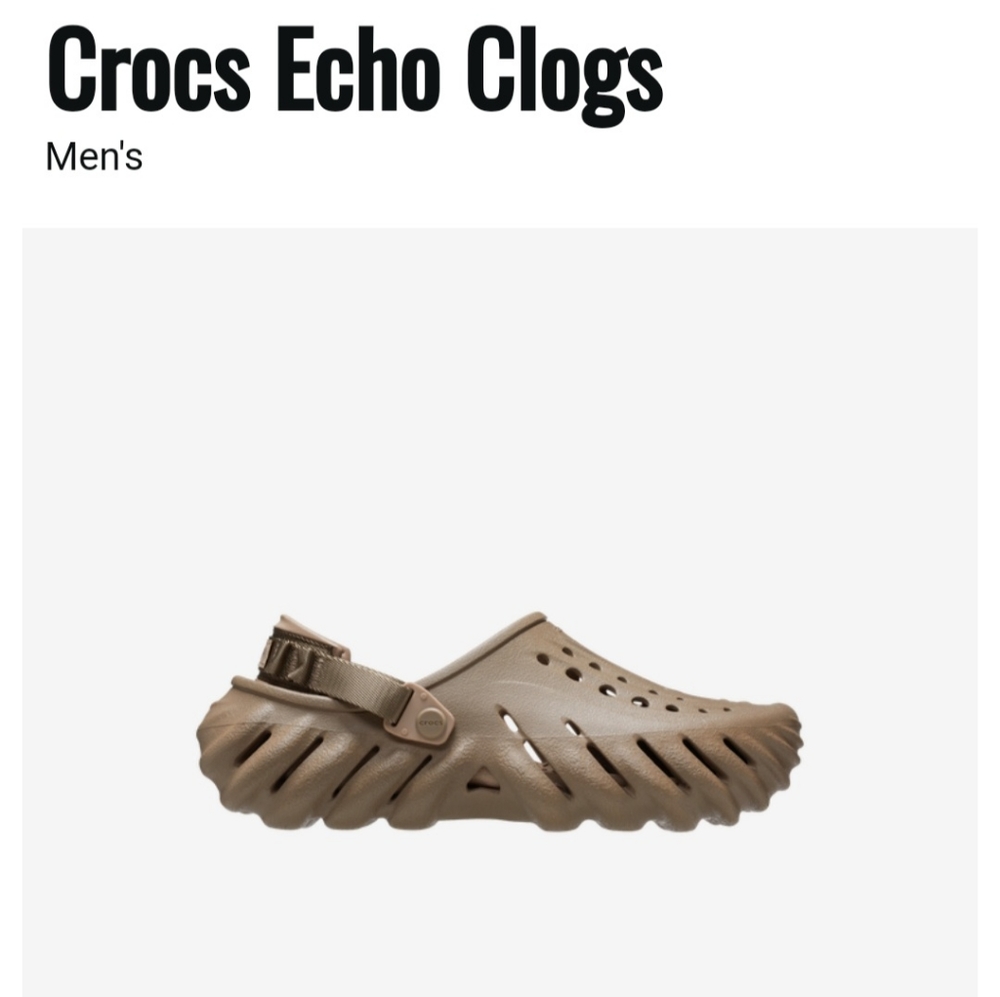 Croc Echo Clogs. Khaki/Beige. Size 4 youth (Size 6 women's)